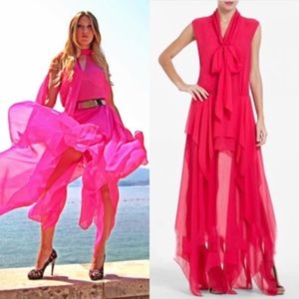 BCBG MAXAZRIA | BASHA long sheer dress